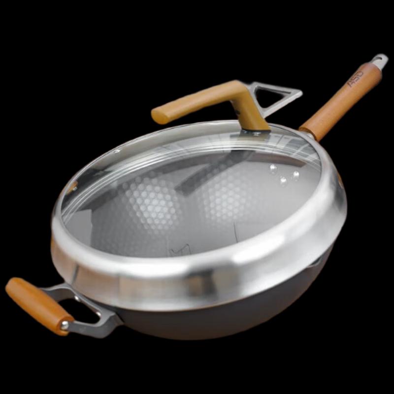 ASD 32cm 304 Stainless Steel Stir-Fry Wok