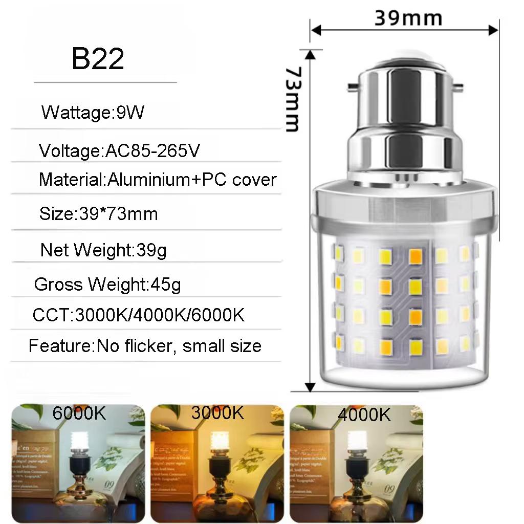 Mini LED Corn Bulb E27 E26 E14 E12 B22 B15 9W no/flicker base 6500k White Warm Lamp lamp 85/265V Cold 3/colors living 2835/SMD