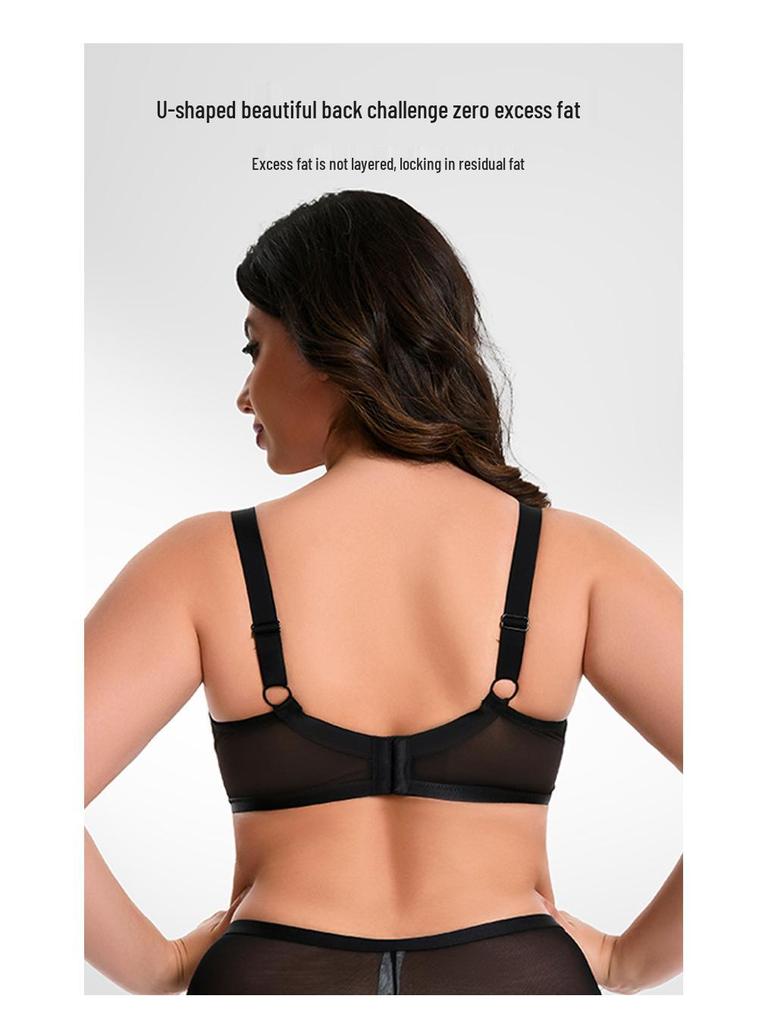 European & American Plus Size Anti-Sagging Mesh Lingerie Bra for Large Busts