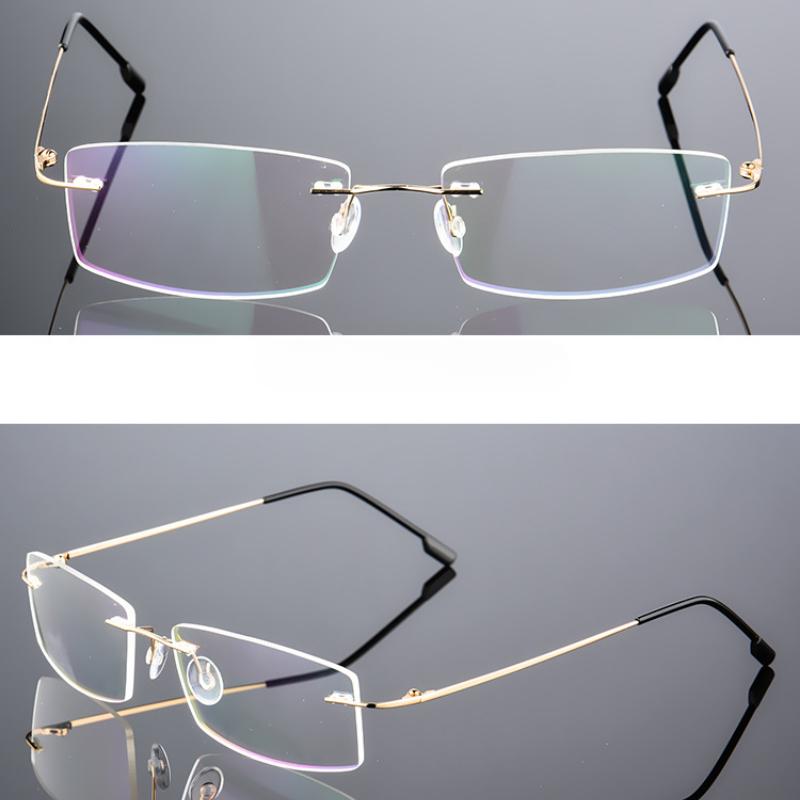 Ultralight Frameless Eyeglasses Titanium Alloy TR90 Glasses Frame Men High Quality Super Stretch Metal Temple Eyeglasses Frame