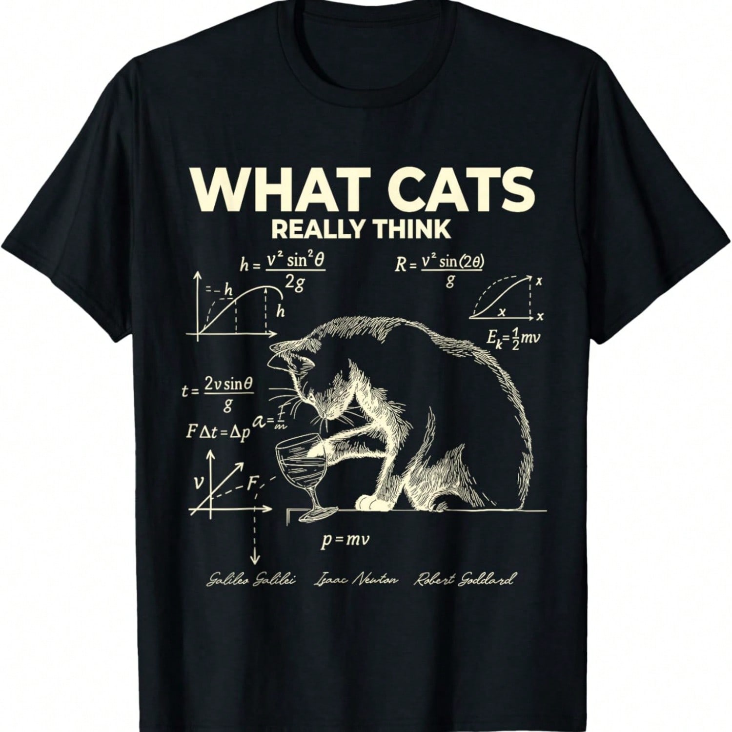 Funny Science Physics Cat Meme What Cats Really Think T-Shirt S разноцветный