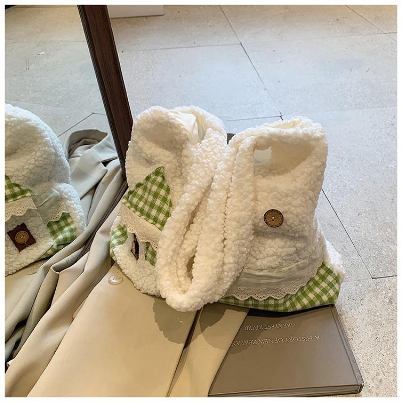 

Плюшевая сумка из овечьей шерсти женская большой вместимости новая осенне-зимняя универсальная на плечо сумка-шоппер сумка-тоут зелёный