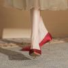 Women's Shoes Wedding High Heels Solid Color Silk Shoes Thin Heels Thin Women's Shoes Versatile Pointed Single Shoes Women's Summer