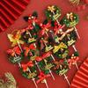 Christmas Decor Set: Card Inserts, Cake Toppers, Cup Garland, Wreath Ornaments, Strawberry Tower, Cartoon Star & Tree Decorations.