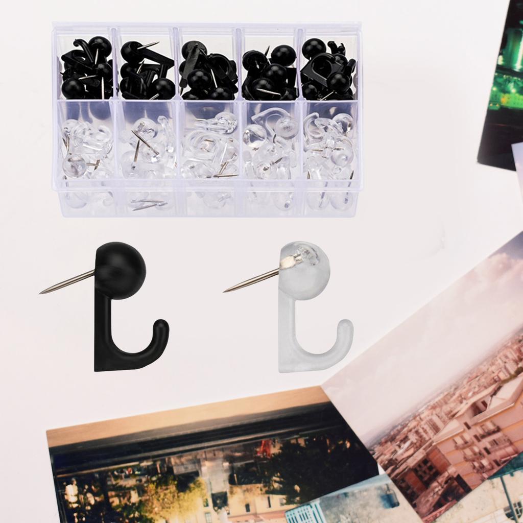 50/60/80/160Pcs Push Pin Hooks Clear Push Pin Clip Cork Board Hook Pin Decorative Thumb Tacks Hook for Wall Hanging