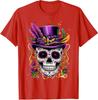 Mardi Gras Skull Top Hat Beads Mask New Orleans Louisiana T-Shirt