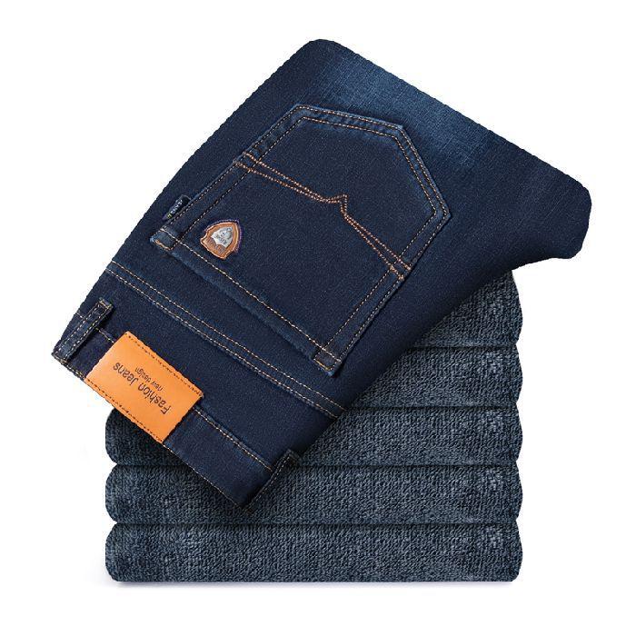 . Jeans Autumn and Winter Casual Long Pants Piled and Thickened Winter Super Thick Medium Loose Straight Pants