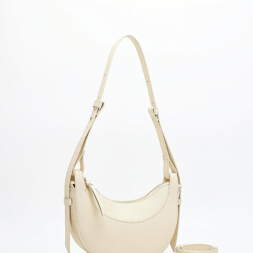 Bolso Media Luna de Cuero PU para Mujer Bolsos de Hombro Tipo Silla de Montar para Hombro Alta Textura Diseño Francés Diseño de Lujo