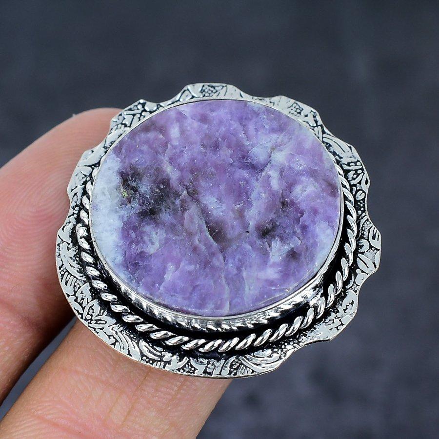 Lepidolite Gemstone Handmade 925 Sterling Silver Jewelry Gift Ring Size 10 w7Y25