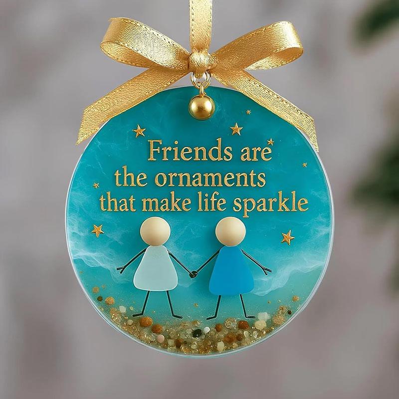 1/2Pcs Sea Glass Friendship Keepsake Decor, Sea Glass Friendship Hanging Ornaments for Tree Decorations, Timeless Friendships Gifts for Best Friends