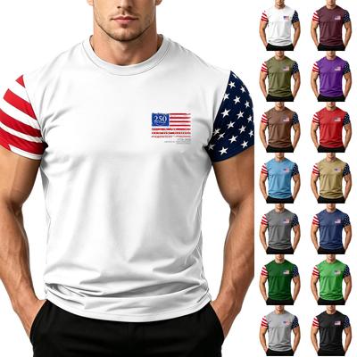 Herren Unabhängigkeitstag Flaggenprint Kurzarm T-Shirt, Locker Lässig Täglich Sommer Oberteile
