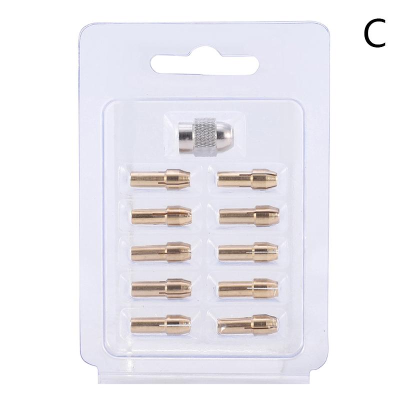 10/11Pcs Mini Drill Collet Chuck 0.5-3.2Mm Diameter 4.8Mm Shank Brass Chucks