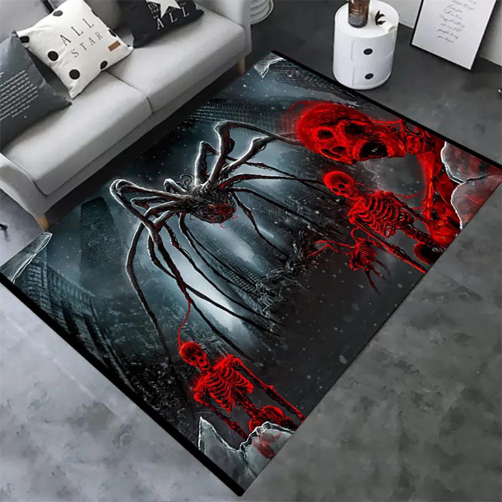 Halloween-Spinnen-Teppich, 3D-gedruckt, Angst-Horror-Matte, Trick-or-Treat-Teppich, Wohnzimmer-Schlafzimmer-Teppich, Halloween-Geschenk, Heimdekoration