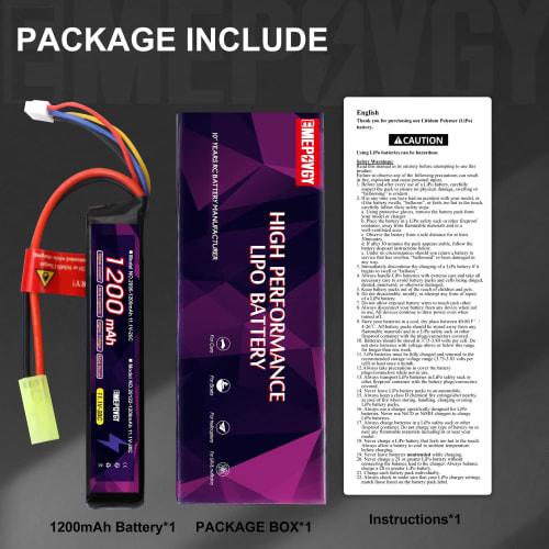 11.1V 1200mAh 20C Mini LiPo Battery for Electric Guns, 3S, with Tamiya Plug