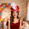 Sparkly Arabian Style Costume Accessory Indian Sultan Hat Shiny Sequins Feather Plume Cap Novelty Festive Holiday Gift for Cosplay Prince Hat Dress