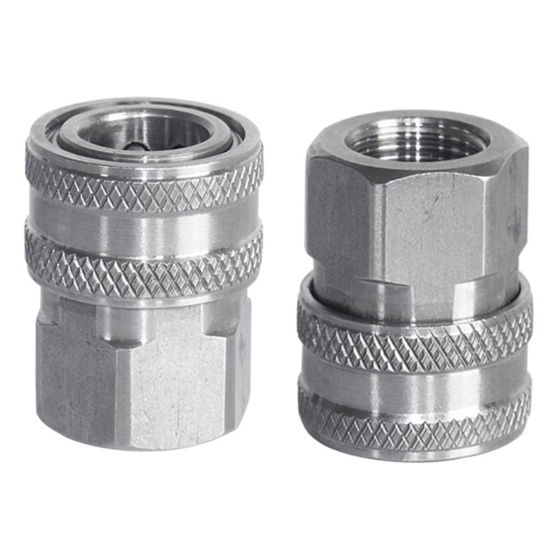 2Pcs Pressure Washer Adapter Quick Disconnect kits NPT 3/8 1/4Inch Stainless Steels Male and Female Quick connectors kits