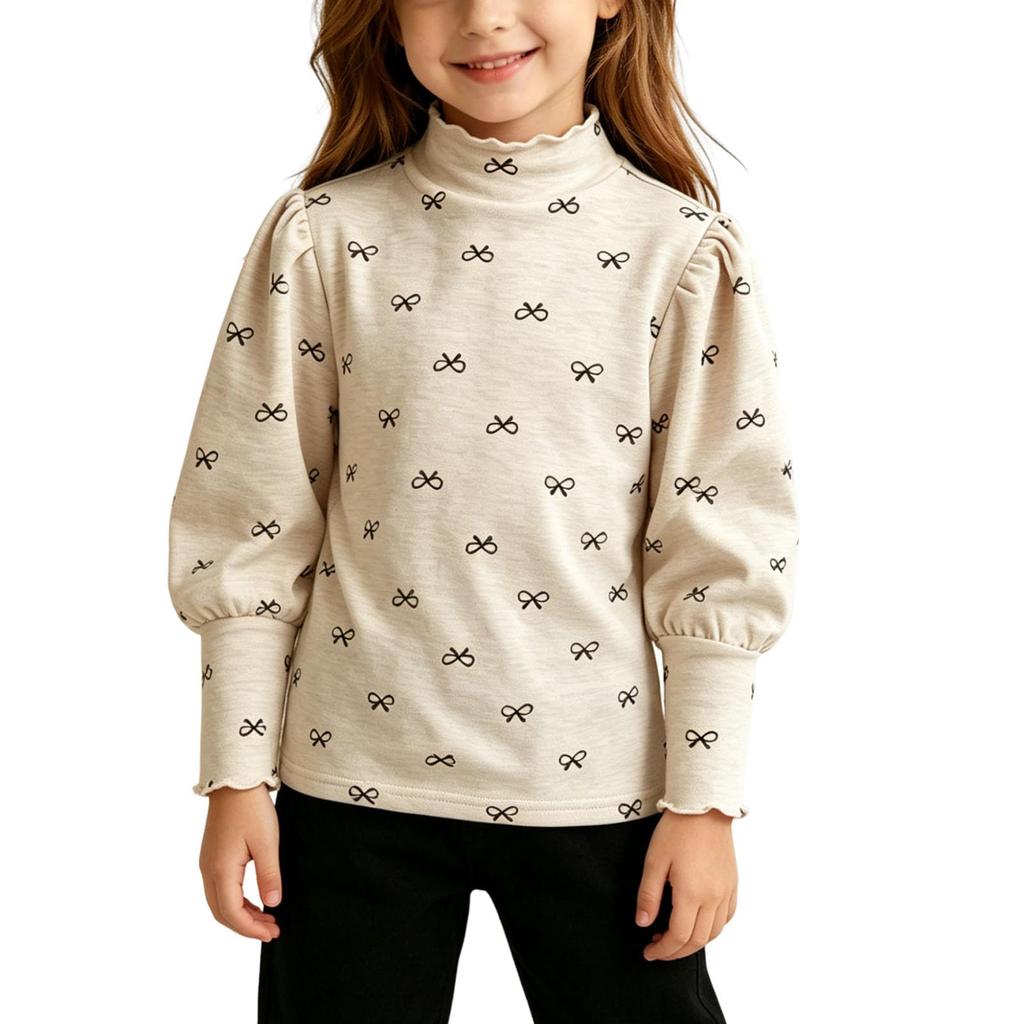 Girls Casual Long Sleeve Knit Base Layer Shirt with Soft Fabric for Everyday Wear