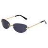 New European American Metal Frameless UV400 Sunglasses Fashionable Oval Cut Edge Glasses UV Resistant
