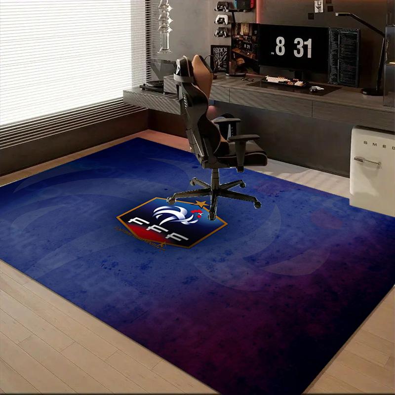 1PC France Football Emblem Floor Mat for Living Room, Game Rooms, Office, Bedroom, Office Floor Mat Playful Design, Christmas Fan Gifts