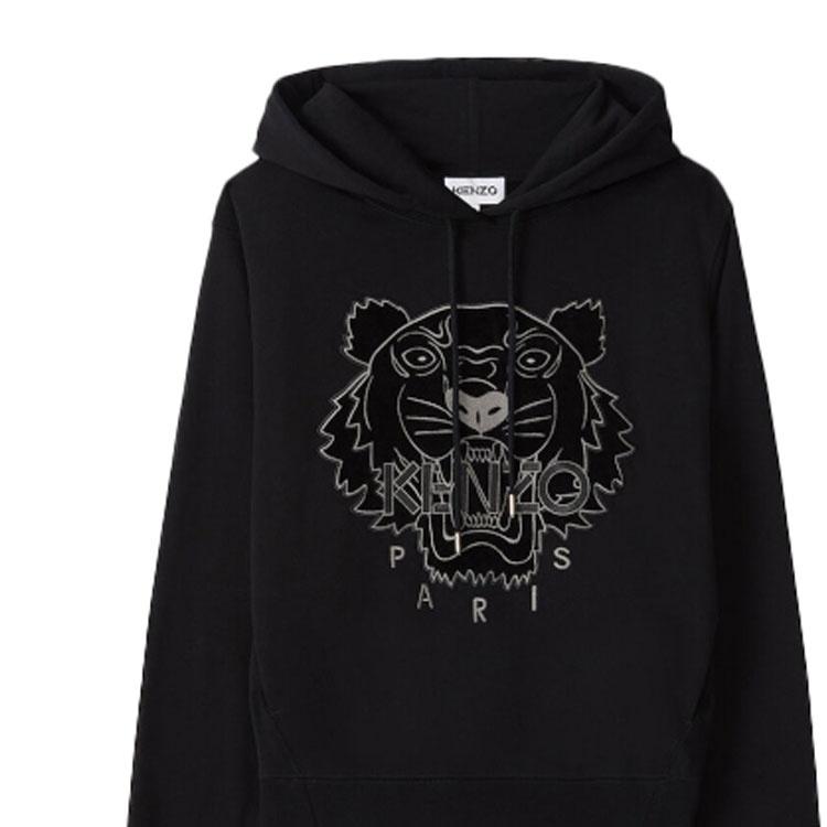 (WMNS) KENZO Tiger Head Embroidered Alphabet Hoodie Black Women's FA62SW8714XJ-99