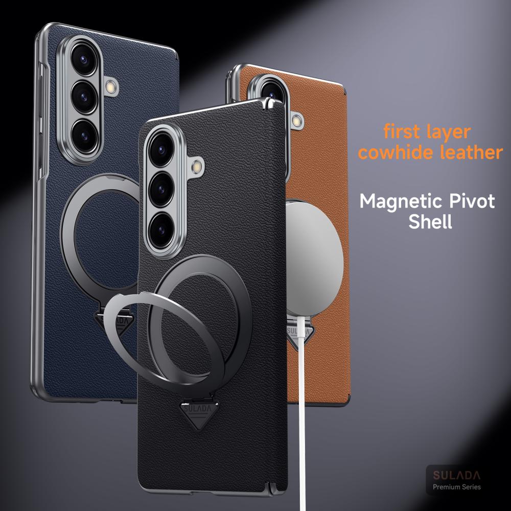 

Luxury Business Sle Magnetic Kickstand Phone Case for Samsung Galaxy Z Fold 7 6 5 Wireless Charger Shockproof Protect Back Cover Galaxy Z Fold5 синій
