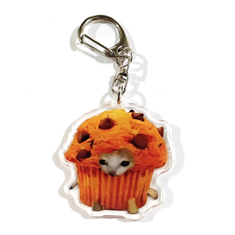 Funny Cat Keychain Portable Kawaii Acrylic Happy Small Mobile Bag Food Chain Chains Car Cat Pho O1J7