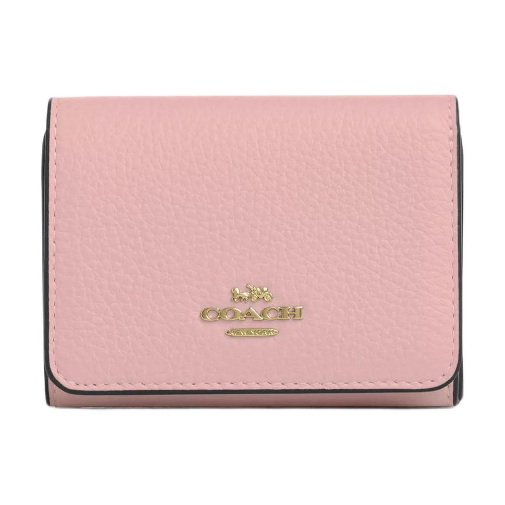 New COACH Coated Canvas Wallet Mini Women's Gold & Pink CZ034-IMPO