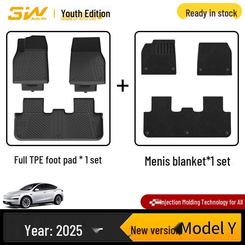 3W Youth Edition TPE Car Floor Mats for Tesla Model Y (Refreshed)