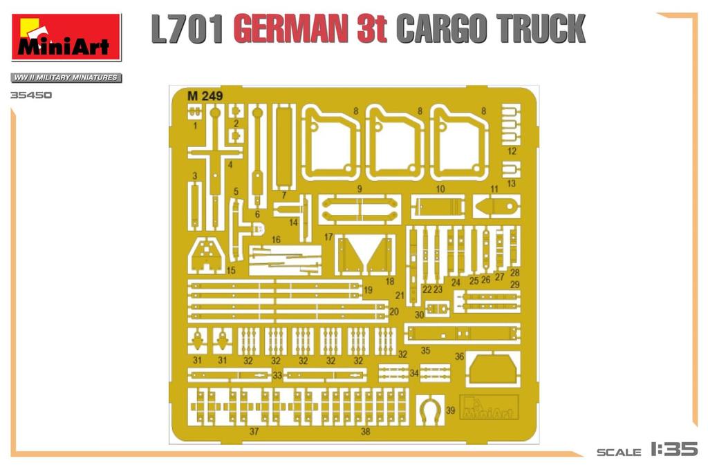 MiniArt L701 German Cargo Truck Plastic Model MA35450 1/35 3-Ton