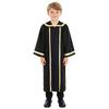Halloween Cosplay Choir Gown for Kids Turn Down Collar Long Sleeve Front Zipper Metallic Color Block Trim Party Robe