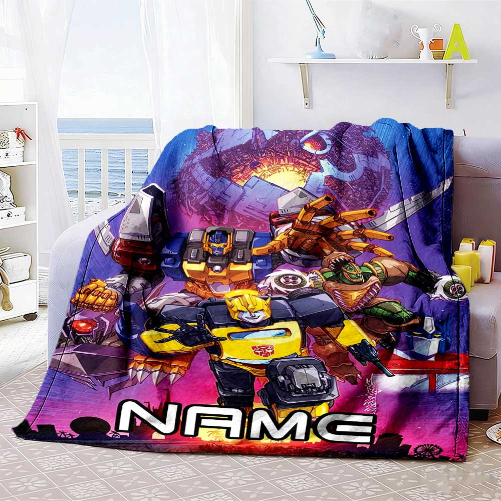 Love Transformers (8) Customize Your Name Blanket Lightweight Personalized Blanket Soft & Cozy for Picnics Seaside Office Home Decor