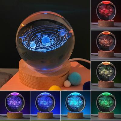 6CM Milky Way Galaxy Crystal Ball RGB Night Light Children Solar System Night Lamp Bedroom Ambient LED Light Creative Gift Decor