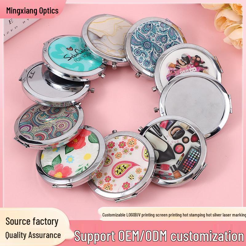 Portable Stainless Steel Cartoon Dual-Sided Round Pocket Makeup Mirror