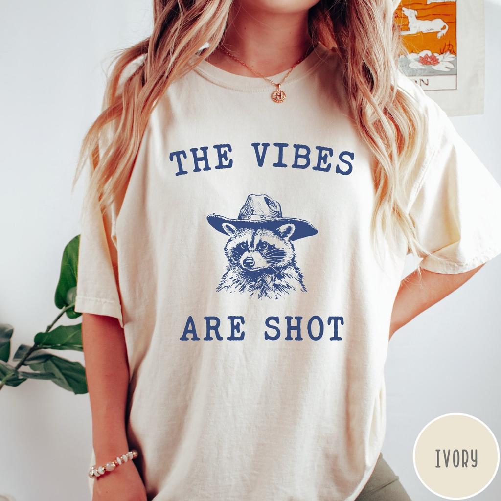 The Vibes Are Shot T-Shirt, Vintage Raccoon Tshirt, Funny Retro Shirt, Graphic Tee, Funny Women's Aesthetic Tshirt