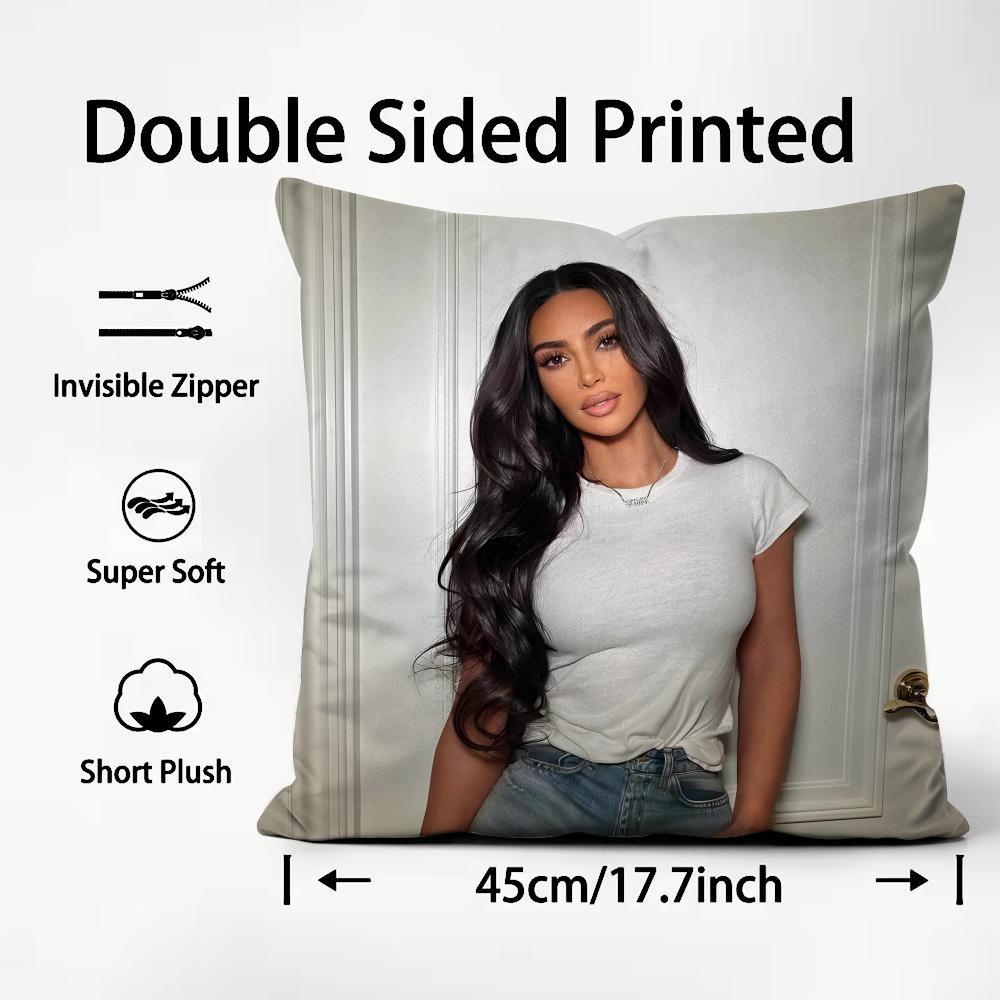 K-Kim Kardashiann Star Cushion Cover Plush Fabric Soft Double-Sided Printed Sofa Warm Winter Home Child Gift Pillow Case