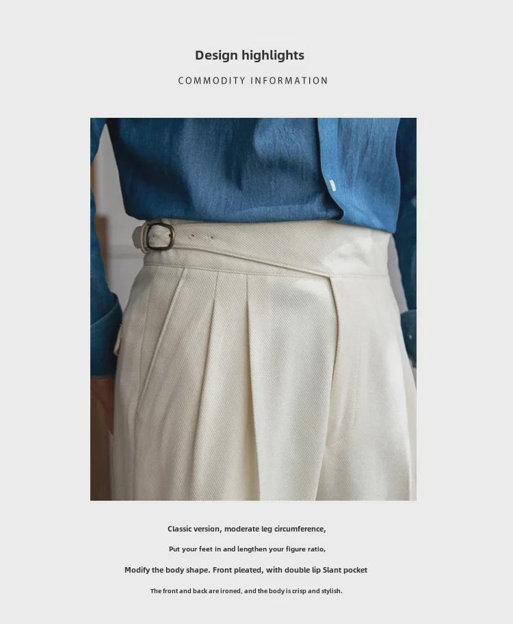 Neapol Paříž Kalhoty do práce s vysokým pasem a úzkým střihem - Britské retro ležérní kalhoty s rovnými nohavicemi