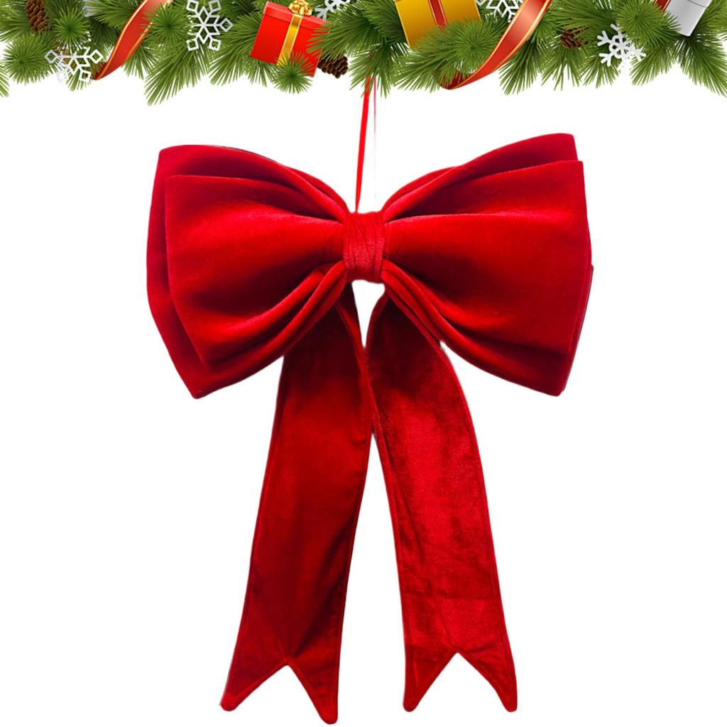 Weihnachtsbaumschleife Beflockt Beflockte Weihnachtsschleife Samt rote Schleife Extra-Groß Für Feiertagsdekoration Weihnachtsbaum Türrahmen