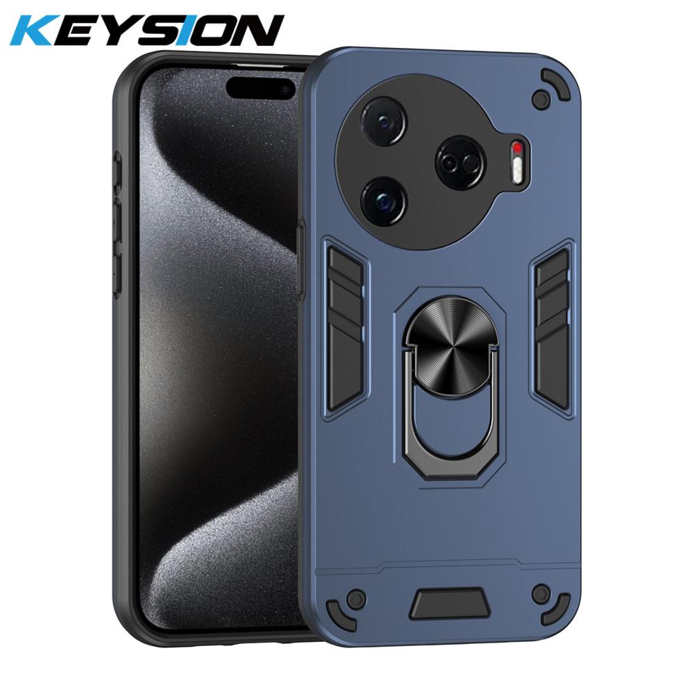 KEYSION Stoßfeste Armor-Hülle für TECNO Camon 30 4G 5G Silikon+PC Kameraschutz Ringständer Handyhülle für Camon 30 Pro 5G