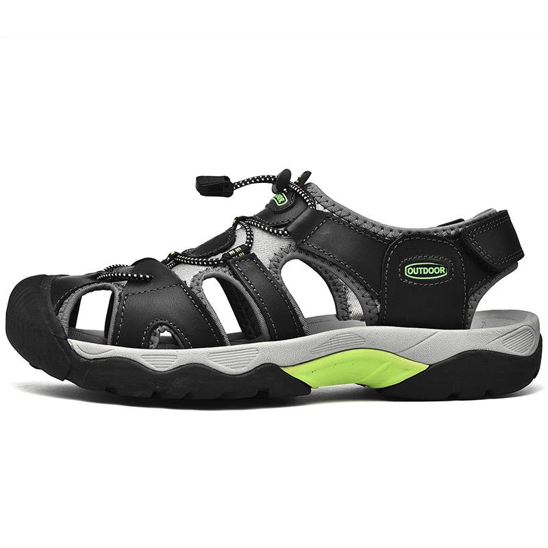 

Summer Men Genuine Leather Sandals Men Beach Sandals Outdoor Sandals For Men 46 чорний
