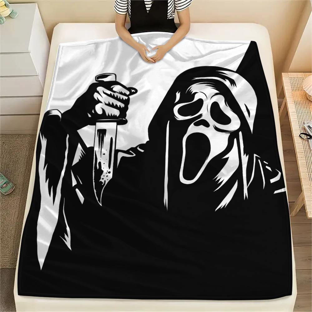 Horrorfilm-Print Flanelldecke, Hohe Qualität, Bequem für alle Jahreszeiten, Heimdekoration, Wärme und Komfort, Perfekt für Weihnachtsgeschenke