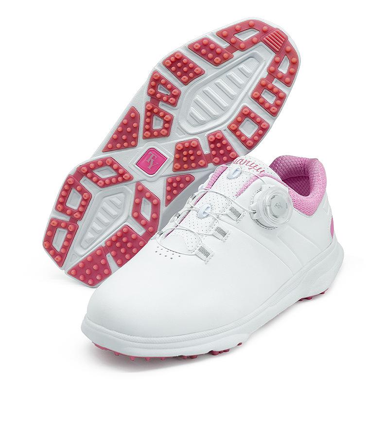 

Women s Waterproof Microfiber Golf Shoes - Non-slip, Breathable, Rotary Buckle, Ultra-light, Casual Outdoor Sports Footwear Size 36 рожевий/білий
