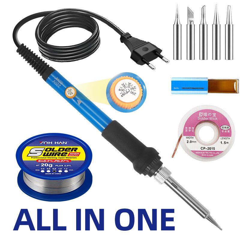 1SET Standard Constant Temperature Electric Soldering Iron Set Adjustable Temperature Belt Switch Electric Welding Pen Maintenance Welding Kit