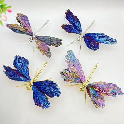 Collection Décor Libellules Bleues Électroplaquées Naturelles Décoration d'Intérieur Naturelle Statue Libellules Cristaux Cadeau Libellules Pour Femmes