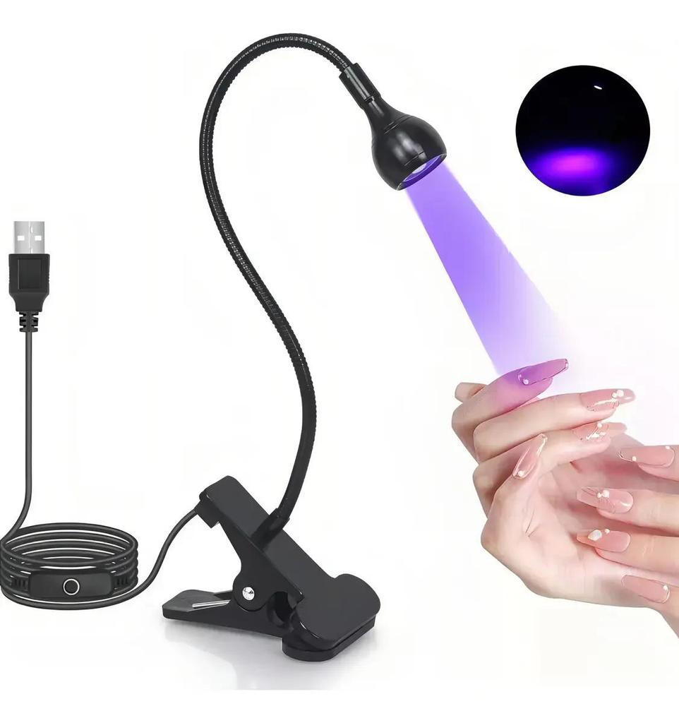 Black Nail Lamp with Clip, Pedicure Nail Lamp