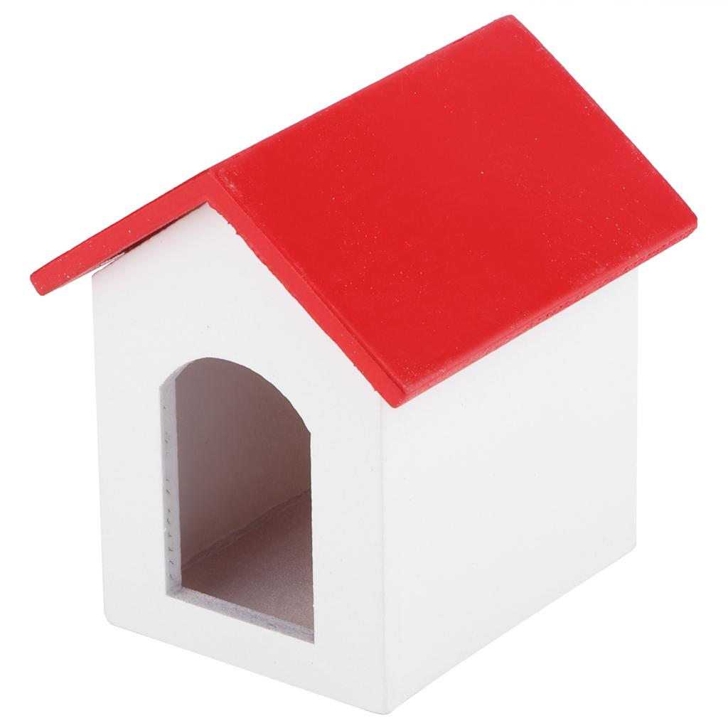 1:12 Dollhouse Wooden Pet House Simulated Miniature Kennel Model Pretend Play Toy AccessoryRed Roof