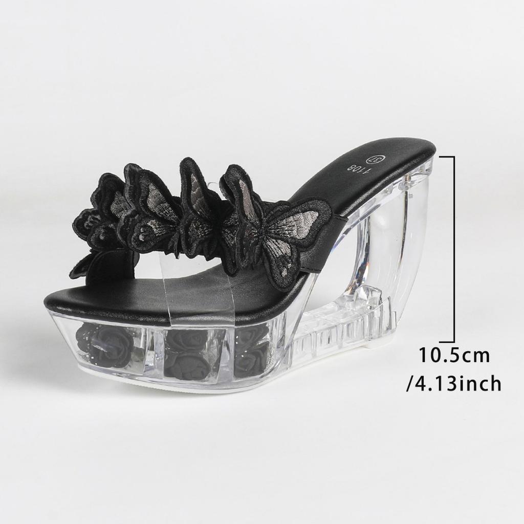 10.5CM Transparent Special Wedge Slippers, Crystal Platform Open Toe Slides, Sexy Nightclub Shoes LFD-1108WG-H44