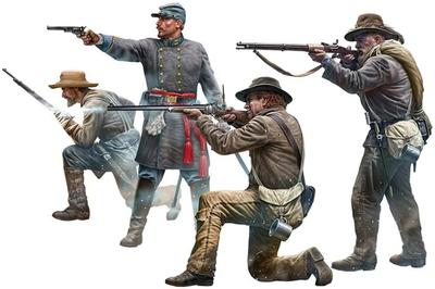 Master Box 1/35 Scale Civil War Confederate Infantry Soldiers (4 Figures) 1860s Plastic Model Kit MB35081