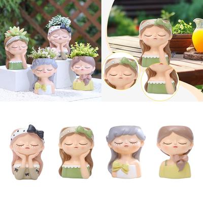 Girl Flower Pot, Resin Plant Pot, Plant Container, Flower Planter for Office Bedroom