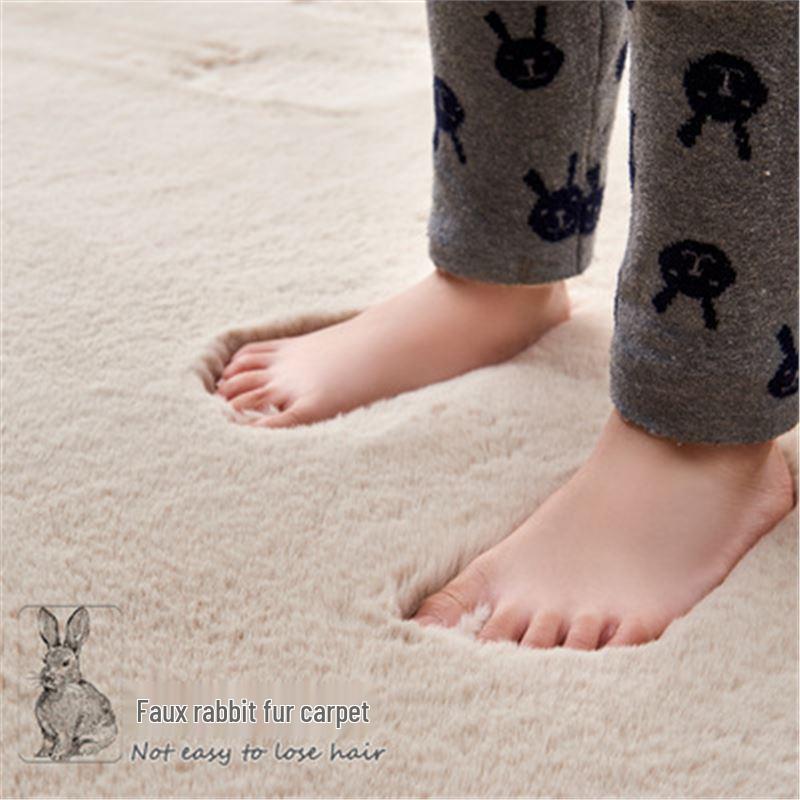 Nordic Faux Rabbit Fur Carpet: Thickened Polyester-Cotton Floor Mat for Living Room, Bedroom, or Hallway