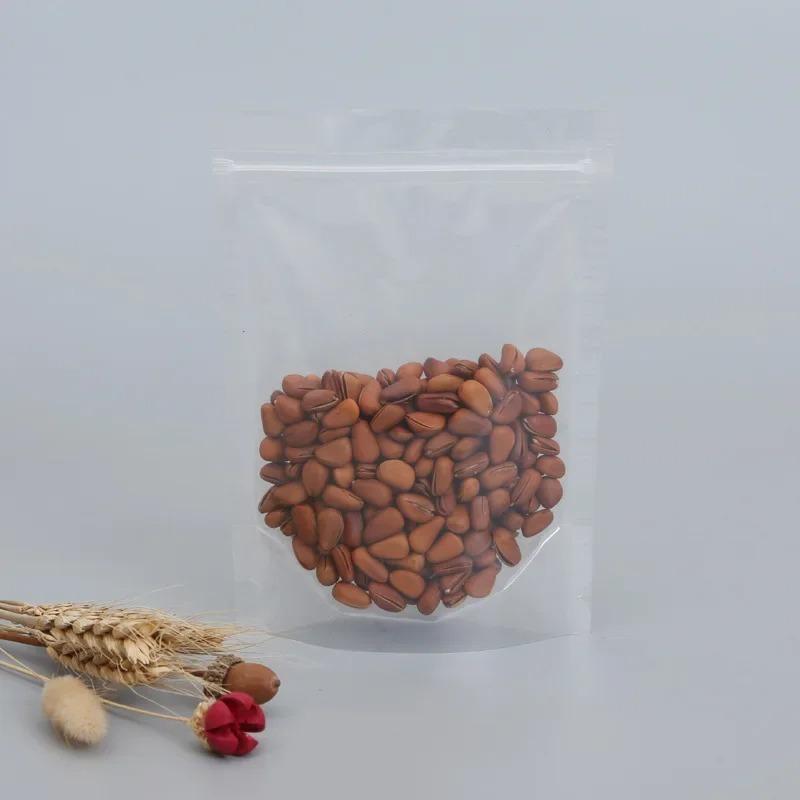 3PCS Transparent Plastic Ziplock Bag Standable Nut Grain Tea Leaf Moistureproof Waterproof Seal Bag Kitchen Storage Refill Bag